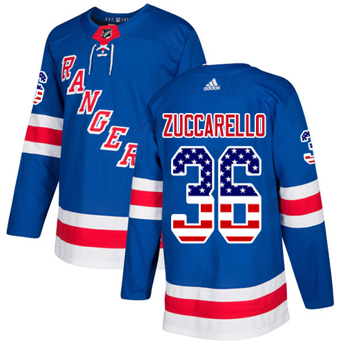 Adidas Rangers #36 Mats Zuccarello Royal Blue Home Authentic USA Flag Stitched Youth NHL Jersey